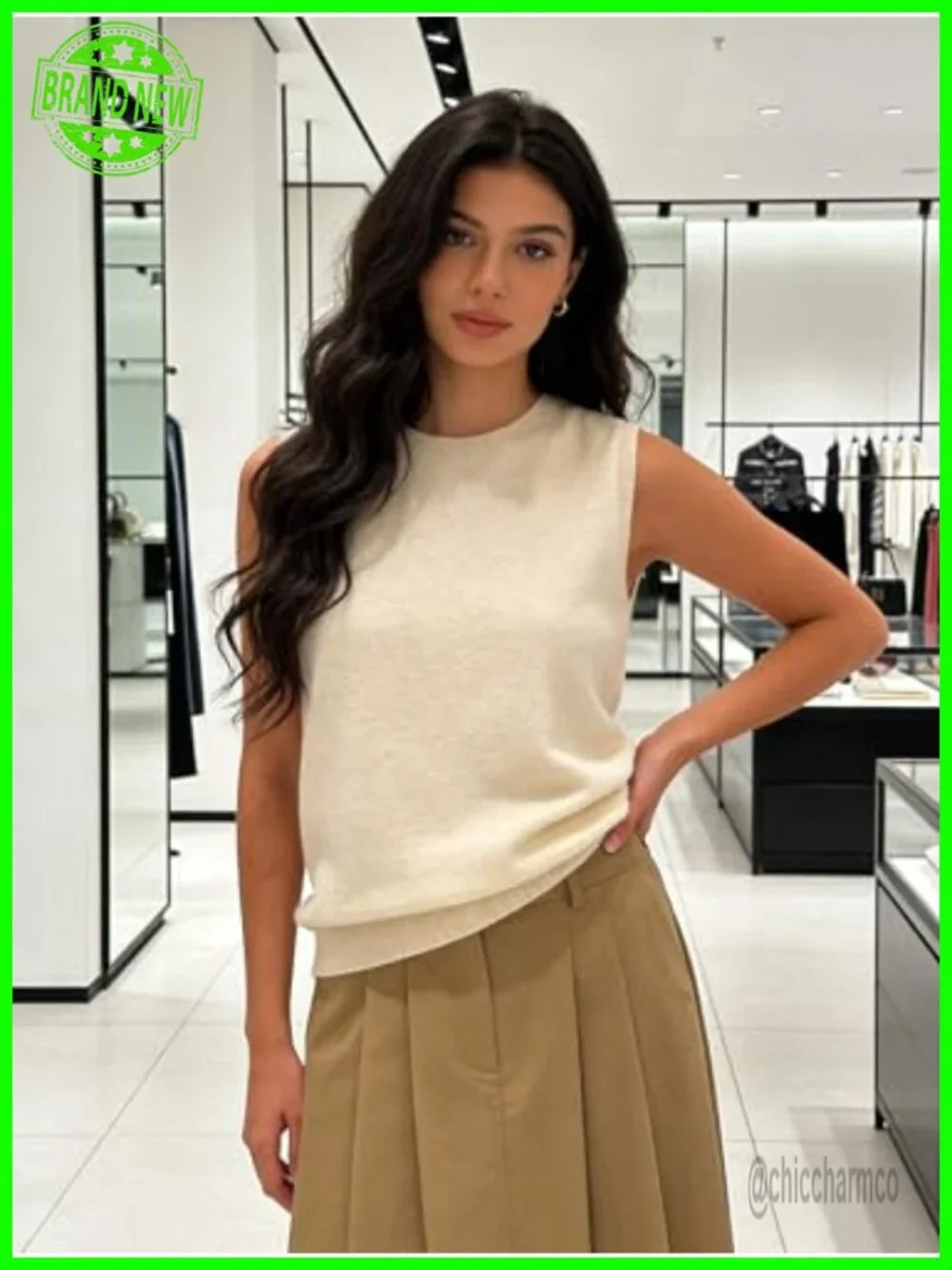 Wool Knit Sweater Vest Crewneck Sleeveless Pullover